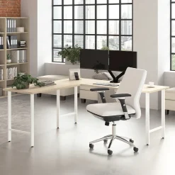Bush Business Furniture L-Desks<Hustle 72"W L Shaped Computer Desk with Metal Legs, Natural Elm (HUS002NE)