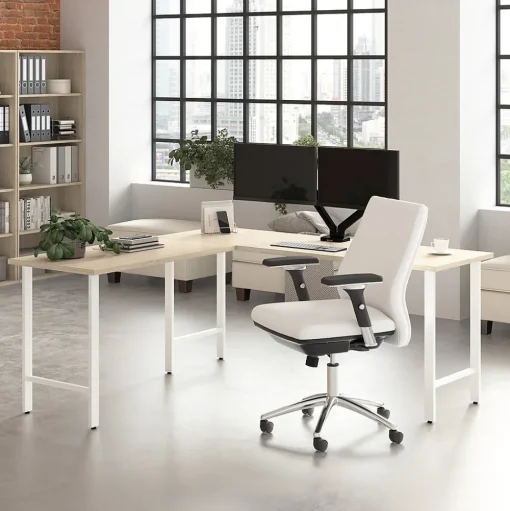 Bush Business Furniture L-Desks<Hustle 72"W L Shaped Computer Desk with Metal Legs, Natural Elm (HUS002NE)