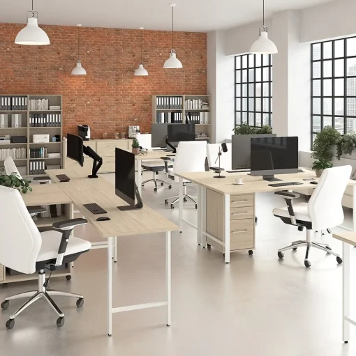 Bush Business Furniture L-Desks<Hustle 72"W L Shaped Computer Desk with Metal Legs, Natural Elm (HUS002NE)