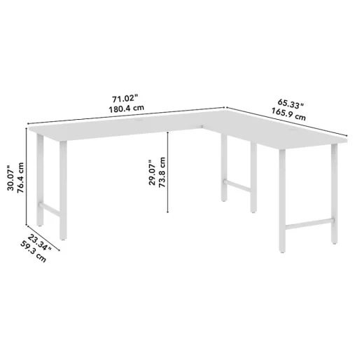 Bush Business Furniture L-Desks<Hustle 72"W L Shaped Computer Desk with Metal Legs, Natural Elm (HUS002NE)