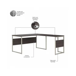 Bush Business Furniture L-Desks<Hybrid 60"W L Shaped Table Desk with Mobile File Cabinet, (HYB029SGSU)