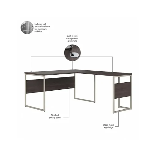 Bush Business Furniture L-Desks<Hybrid 60"W L Shaped Table Desk with Mobile File Cabinet, (HYB029SGSU)