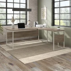 Bush Business Furniture L-Desks<Hybrid 72"W L Shaped Table Desk with Metal Legs, (HYB025MH)