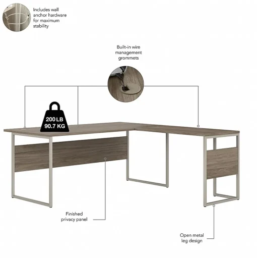 Bush Business Furniture L-Desks<Hybrid 72"W L Shaped Table Desk with Metal Legs, (HYB025MH)