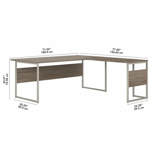 Bush Business Furniture L-Desks<Hybrid 72"W L Shaped Table Desk with Metal Legs, (HYB025MH)