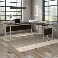 Bush Business Furniture L-Desks<Hybrid 72"W L Shaped Table Desk with Metal Legs, (HYB025BW)