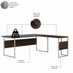 Bush Business Furniture L-Desks<Hybrid 72"W L Shaped Table Desk with Metal Legs, (HYB025BW)