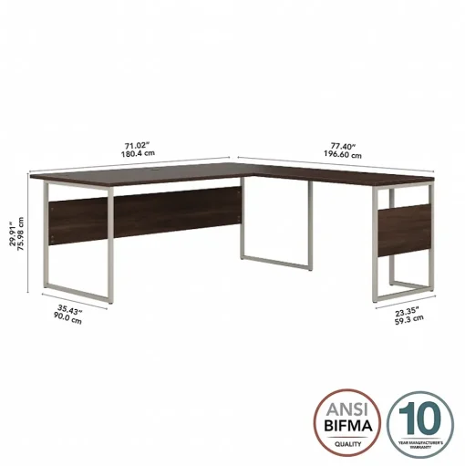 Bush Business Furniture L-Desks<Hybrid 72"W L Shaped Table Desk with Metal Legs, (HYB025BW)