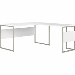 Bush Business Furniture L-Desks<Hybrid 60"W L Shaped Table Desk with Metal Legs, (HYB027WH)