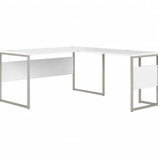 Bush Business Furniture L-Desks<Hybrid 60"W L Shaped Table Desk with Metal Legs, (HYB027WH)