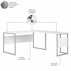 Bush Business Furniture L-Desks<Hybrid 60"W L Shaped Table Desk with Metal Legs, (HYB027WH)