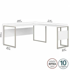 Bush Business Furniture L-Desks<Hybrid 60"W L Shaped Table Desk with Metal Legs, (HYB027WH)