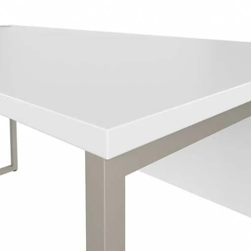 Bush Business Furniture L-Desks<Hybrid 60"W L Shaped Table Desk with Metal Legs, (HYB027WH)