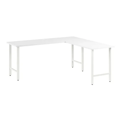 Bush Business Furniture L-Desks<Hustle 72"W L Shaped Computer Desk with Metal Legs, White (HUS002WH)