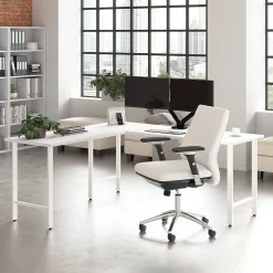 Bush Business Furniture L-Desks<Hustle 72"W L Shaped Computer Desk with Metal Legs, White (HUS002WH)