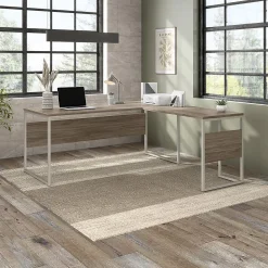 Bush Business Furniture L-Desks<Hybrid 72"W L Shaped Table Desk with Metal Legs, (HYB026MH)