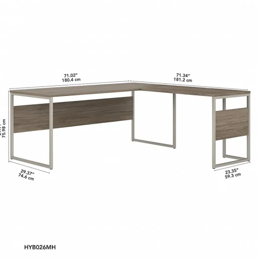 Bush Business Furniture L-Desks<Hybrid 72"W L Shaped Table Desk with Metal Legs, (HYB026MH)