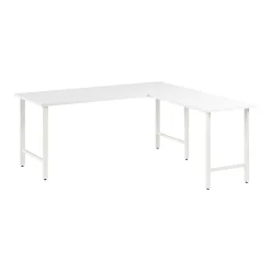 Bush Business Furniture L-Desks<Hustle 72"W L Shaped Computer Desk with Metal Legs, White (HUS001WH)