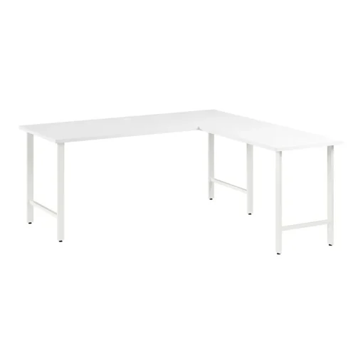 Bush Business Furniture L-Desks<Hustle 72"W L Shaped Computer Desk with Metal Legs, White (HUS001WH)
