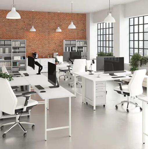 Bush Business Furniture L-Desks<Hustle 72"W L Shaped Computer Desk with Metal Legs, White (HUS001WH)