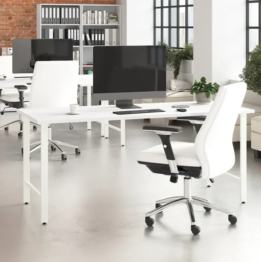 Bush Business Furniture Corner Desks<Hustle 72"W Computer Desk with Metal Legs, White (HUD272WH)