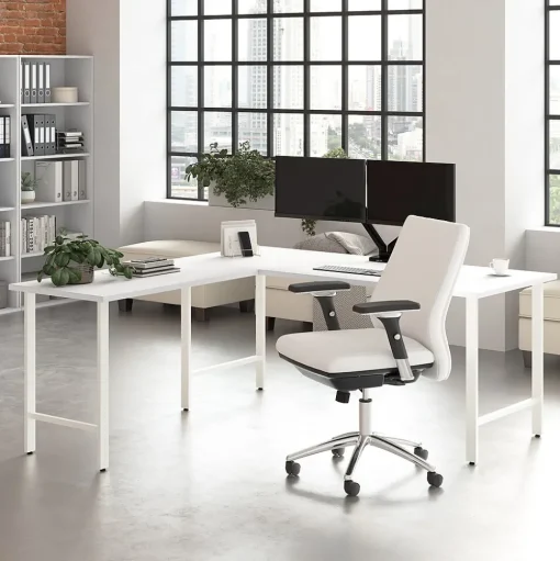 Bush Business Furniture Corner Desks<Hustle 72"W Computer Desk with Metal Legs, White (HUD272WH)