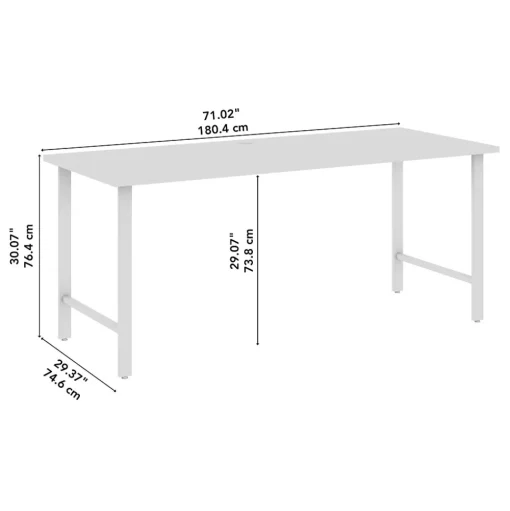 Bush Business Furniture Corner Desks<Hustle 72"W Computer Desk with Metal Legs, White (HUD272WH)