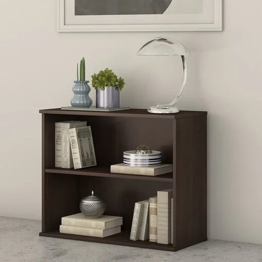 Bush Business Furniture Bookcases<29"H 2-Shelf Bookcase with Adjustable Shelf, Black Walnut (BK3036BW)