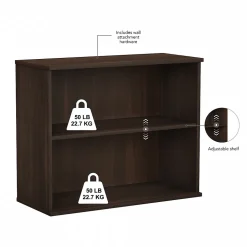 Bush Business Furniture Bookcases<29"H 2-Shelf Bookcase with Adjustable Shelf, Black Walnut (BK3036BW)