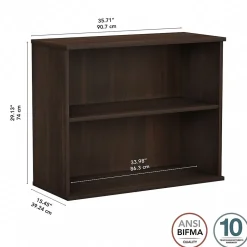 Bush Business Furniture Bookcases<29"H 2-Shelf Bookcase with Adjustable Shelf, Black Walnut (BK3036BW)