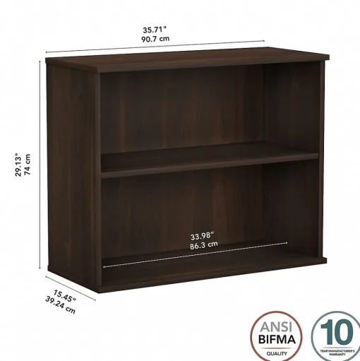 Bush Business Furniture Bookcases<29"H 2-Shelf Bookcase with Adjustable Shelf, Black Walnut (BK3036BW)