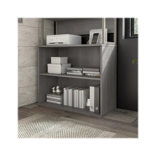 Bush Business Furniture Bookcases<Hybrid 29"H 2-Shelf Bookcase with Adjustable Shelf, Laminated Wood (HY3036PG-Z)