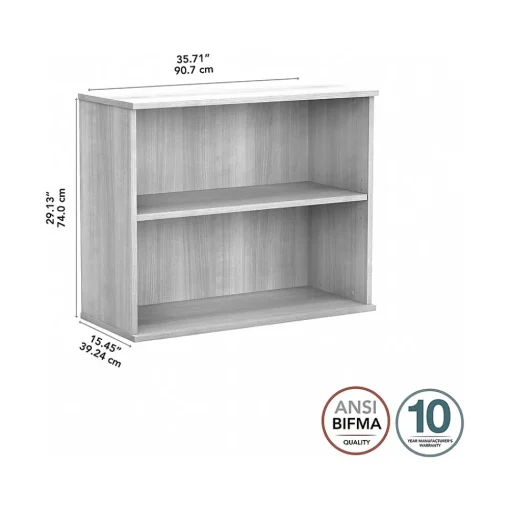 Bush Business Furniture Bookcases<Hybrid 29"H 2-Shelf Bookcase with Adjustable Shelf, Laminated Wood (HY3036PG-Z)
