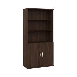 Bush Business Furniture Bookcases<Hybrid 73"H 5-Shelf Bookcase with Doors, Laminated Wood (HYB024BW)