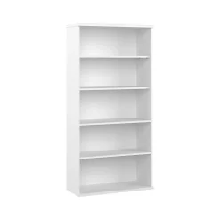 Bush Business Furniture Bookcases<Hybrid 73"H 5-Shelf Bookcase with Adjustable Shelves, Laminated Wood (HYB136WH-Z)