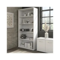 Bush Business Furniture Bookcases<Hybrid 73"H 5-Shelf Bookcase with Adjustable Shelves, Laminated Wood (HYB136WH-Z)