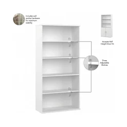 Bush Business Furniture Bookcases<Hybrid 73"H 5-Shelf Bookcase with Adjustable Shelves, Laminated Wood (HYB136WH-Z)