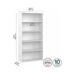 Bush Business Furniture Bookcases<Hybrid 73"H 5-Shelf Bookcase with Adjustable Shelves, Laminated Wood (HYB136WH-Z)