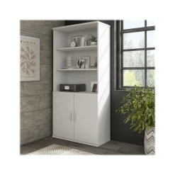 Bush Business Furniture Bookcases<Hybrid 73"H 5-Shelf Bookcase with Adjustable Shelves, Laminated Wood (HYB136WH-Z)