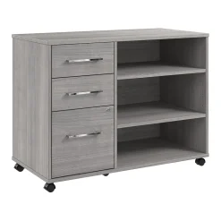 Bush Business Furniture File Cabinets<Hustle Office Storage Cabinet with Wheels, Platinum Gray (HUF140PG)