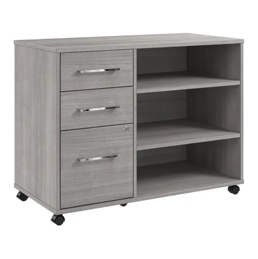 Bush Business Furniture File Cabinets<Hustle Office Storage Cabinet with Wheels, Platinum Gray (HUF140PG)
