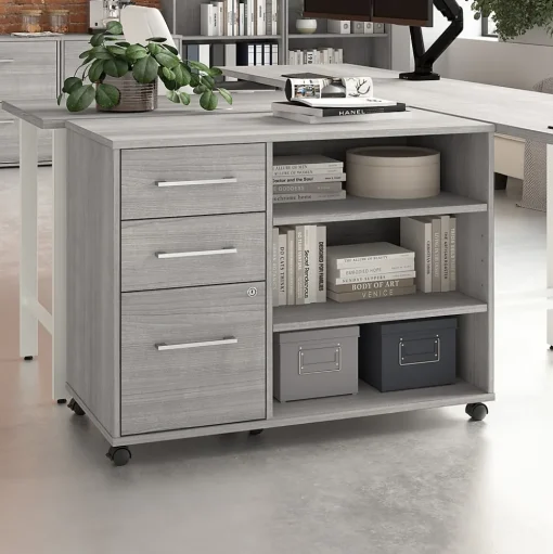Bush Business Furniture File Cabinets<Hustle Office Storage Cabinet with Wheels, Platinum Gray (HUF140PG)