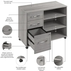 Bush Business Furniture File Cabinets<Hustle Office Storage Cabinet with Wheels, Platinum Gray (HUF140PG)
