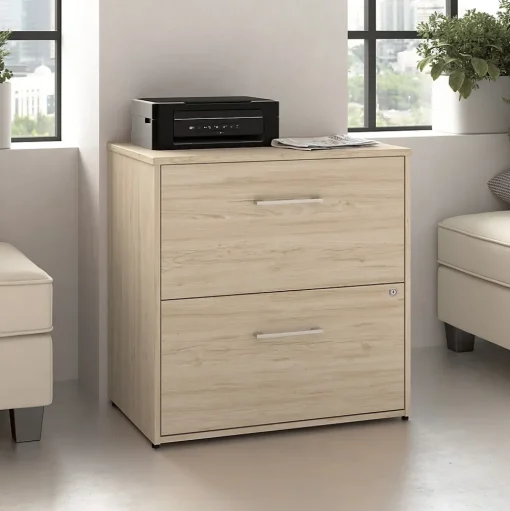 Bush Business Furniture File Cabinets<Hustle 2 Drawer Lateral File Cabinet, Natural Elm (HUF130NE)
