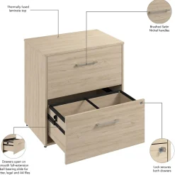 Bush Business Furniture File Cabinets<Hustle 2 Drawer Lateral File Cabinet, Natural Elm (HUF130NE)