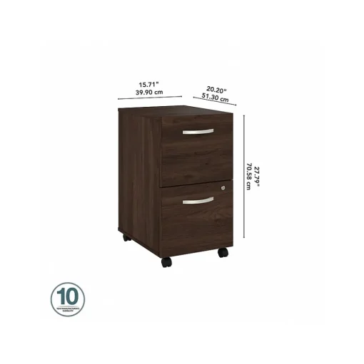 Bush Business Furniture File Cabinets<Hybrid 2-Drawer Mobile Vertical File Cabinet, Letter/Legal Size, Lockable, (HYF116BWSU-Z)