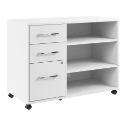 Bush Business Furniture File Cabinets<Hustle Office Storage Cabinet with Wheels, White (HUF140WH)