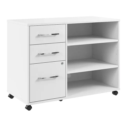 Bush Business Furniture File Cabinets<Hustle Office Storage Cabinet with Wheels, White (HUF140WH)