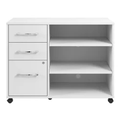 Bush Business Furniture File Cabinets<Hustle Office Storage Cabinet with Wheels, White (HUF140WH)