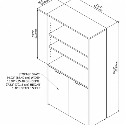 Bush Business Furniture Bookcases<Jamestown 66"H 5-Shelf Bookcase with Adjustable Shelves, Storm Gray/White Laminated Wood (JTB136SGWH)